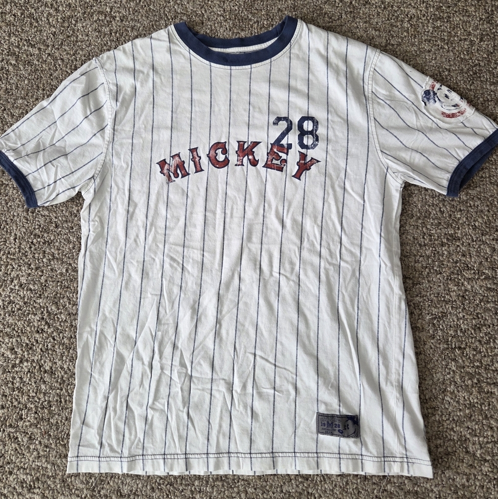 Mickey Mouse Striped Baseball Jersey‎ T-Shirt SIZE Small
